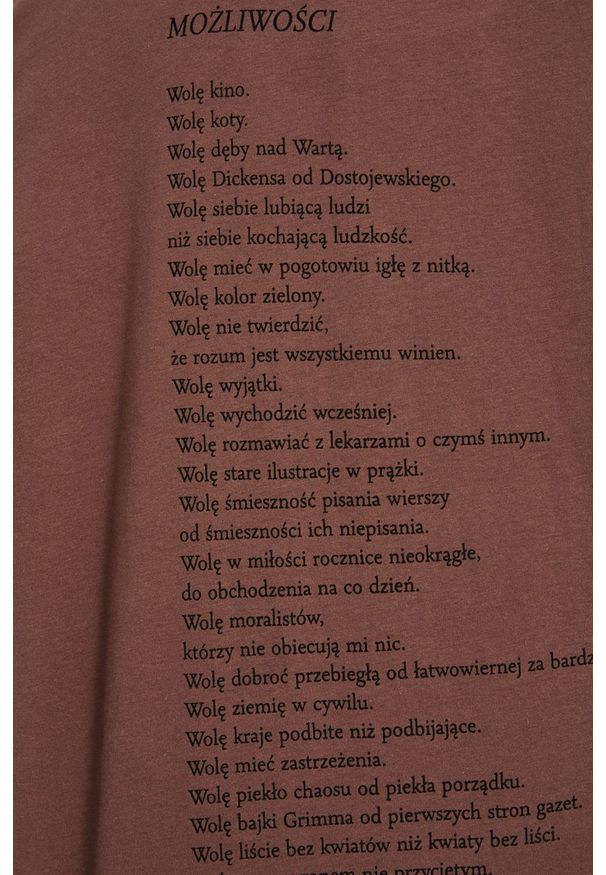 medicine - Medicine - T-shirt bawełniany Wisława Szymborska. Kolor: różowy. Materiał: bawełna. Wzór: nadruk