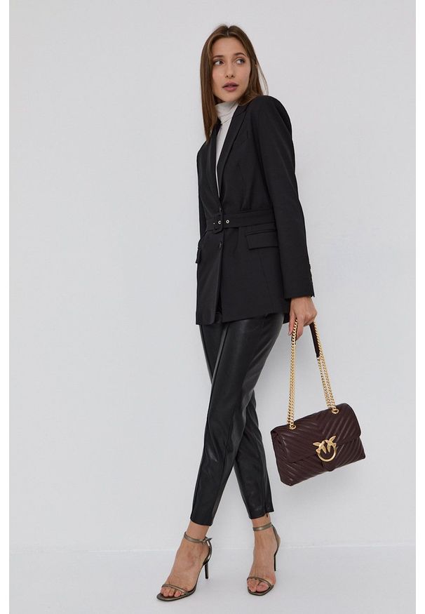 Pinko - Marynarka. Okazja: na co dzień. Kolor: czarny. Materiał: materiał. Wzór: gładki. Styl: klasyczny, casual