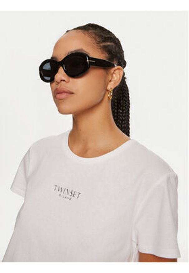 TwinSet - TWINSET T-Shirt 242TP2321 Biały Relaxed Fit. Kolor: biały. Materiał: bawełna