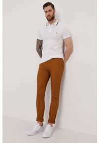 Scotch & Soda Spodnie męskie kolor brązowy dopasowane. Kolor: brązowy. Materiał: tkanina, bawełna. Wzór: gładki #3