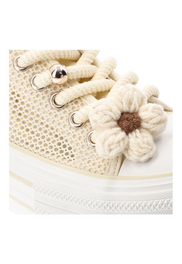 Sneakersy damskie Filippo, cholewka z materiału tekstylnego siateczkowego wiązanie z przodu ozdobne grube sznurówki, beżowy, DTN7855/26. Zapięcie: sznurówki. Kolor: beżowy. Materiał: materiał. Szerokość cholewki: normalna