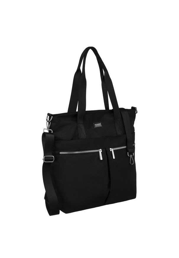 Shopperka w czarnym kolorze z zewnętrznymi kieszeniami i dopinanym paskiem Peterson PTN CTY-05. Kolor: czarny