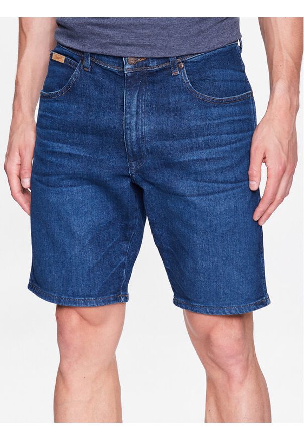 Wrangler Szorty jeansowe W11CJXY81 112337506 Niebieski Regular Fit. Kolor: niebieski. Materiał: bawełna, jeans