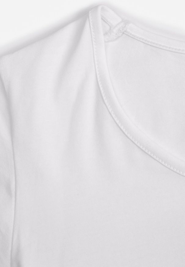 Born2be - Biały Gładki T-shirt Bawełniany o Prostym Kroju z Okrągłym Dekoltem Chaffello. Okazja: na co dzień. Kolor: biały. Materiał: bawełna. Długość: długie. Wzór: gładki. Styl: casual, klasyczny