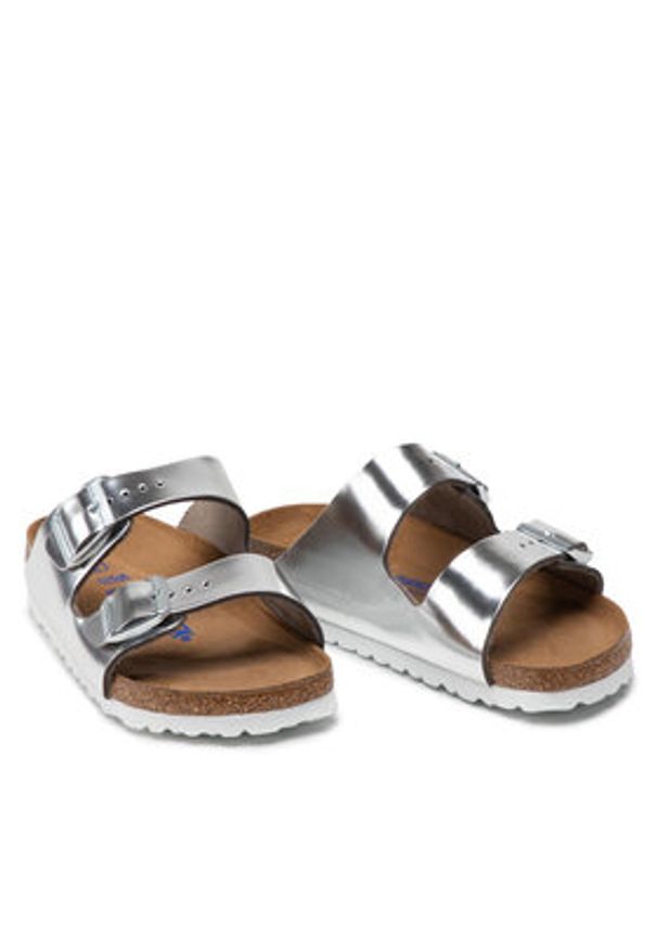 Birkenstock Klapki Arizona Metallic 1005961 Srebrny. Kolor: srebrny. Materiał: skóra