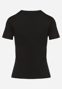 Born2be - Czarny Bawełniany T-shirt z Ozdobnym Nadrukiem Rionea. Okazja: na co dzień. Kolor: czarny. Materiał: bawełna. Wzór: nadruk. Styl: klasyczny, casual, elegancki #3