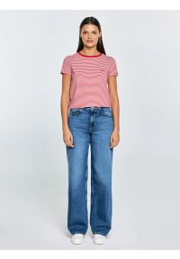 Big-Star - Koszulka damska w paski z haftem czerwona Zenaisa 603. Okazja: na co dzień. Kolor: czerwony. Materiał: dzianina, jeans. Wzór: haft, paski. Styl: klasyczny, casual, elegancki #8