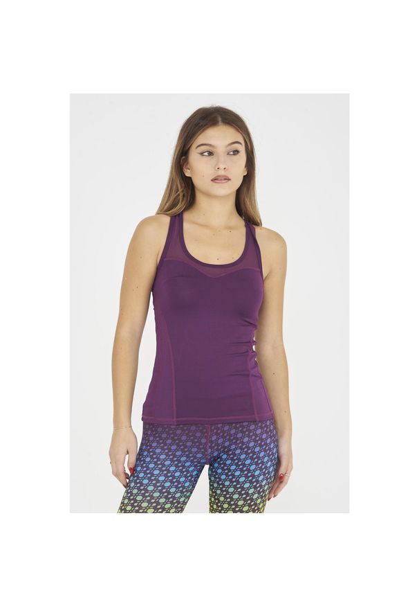 ELPLAYER - Top fitness damski ZERL fioletowy. Kolor: fioletowy. Materiał: poliester, elastan. Sport: fitness
