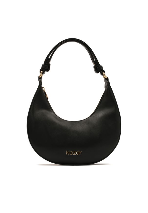 Kazar - Czarna skórzana torebka baguette. Kolor: czarny. Materiał: skórzane. Styl: casual. Rodzaj torebki: na ramię