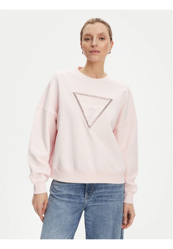 Guess Bluza W5YQ04 KC8I0 Różowy Regular Fit. Kolor: różowy. Materiał: bawełna