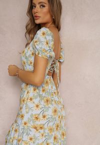 Renee - Jasnoniebieska Sukienka Svard. Typ kołnierza: dekolt gorset. Kolor: niebieski. Materiał: tkanina. Typ sukienki: gorsetowe. Styl: boho. Długość: maxi #4