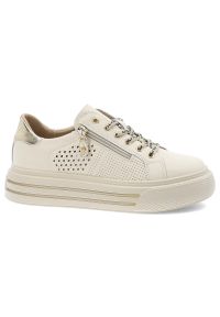 Beżowe Sneakersy Filippo Modne Obuwie Damskie. Okazja: na co dzień. Kolor: beżowy. Materiał: materiał. Szerokość cholewki: normalna #5