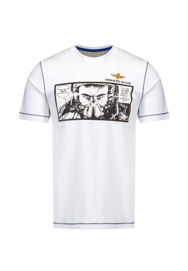 Aeronautica Militare - T-shirt AERONAUTICA MILITARE. Okazja: na co dzień. Materiał: elastan, bawełna. Długość rękawa: krótki rękaw. Długość: krótkie. Wzór: nadruk. Styl: klasyczny, casual