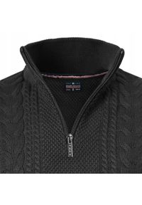 Bawełniany Sweter na Zamek, Wysoki Kołnierz - Pako Jeans - Czarny. Kolor: czarny. Materiał: bawełna. Sezon: wiosna, zima, jesień. Styl: elegancki, klasyczny #7