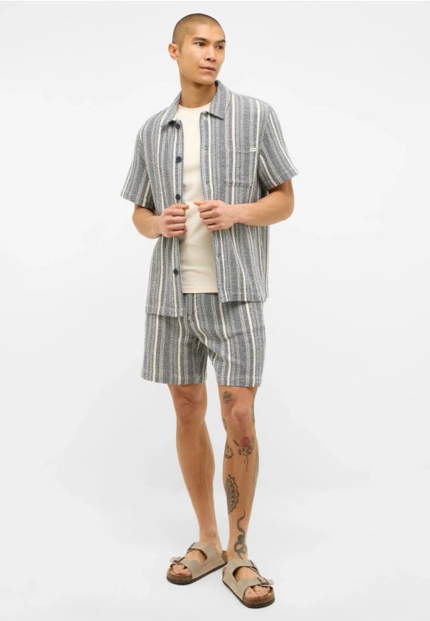 Męskie szorty Mustang Style Lockport Shorts Blue Dobby Stripe 1016479 12740