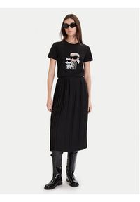 Karl Lagerfeld - KARL LAGERFELD T-Shirt A1W17131 Czarny Regular Fit. Typ kołnierza: dekolt w karo. Kolor: czarny. Materiał: bawełna #5