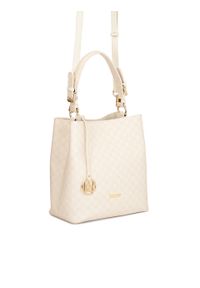 Kazar - Skórzana torebka z beżowym printem. Kolor: beżowy. Wzór: nadruk. Materiał: skórzane. Styl: elegancki, casual. Rodzaj torebki: do ręki #8