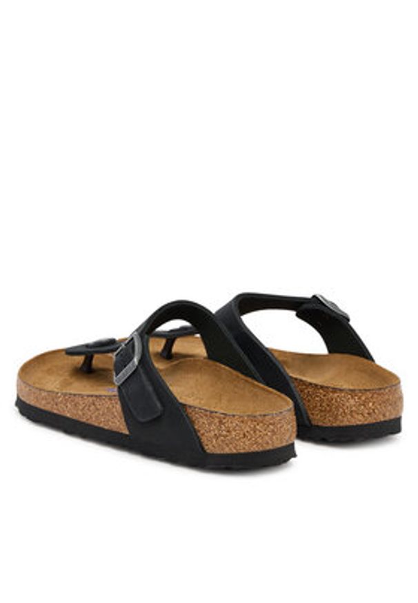 Birkenstock Japonki Gizeh SFB LENB 1019015 Czarny. Kolor: czarny. Materiał: nubuk, skóra