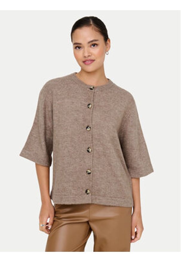 only - ONLY Kardigan Camilla 15348772 Brązowy Regular Fit. Kolor: brązowy. Materiał: syntetyk