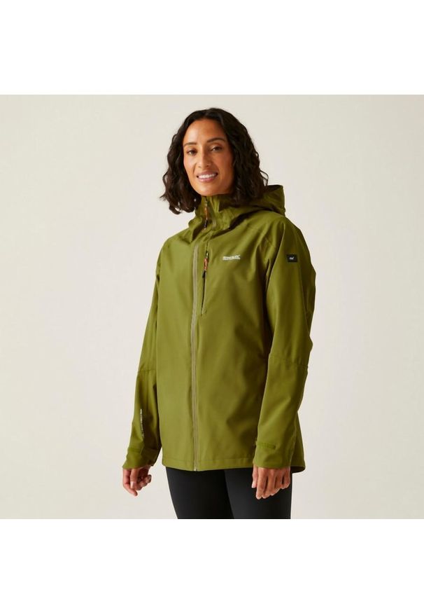 Regatta - Kurtka turystyczna przeciwdeszczowa damska Birchdale wodoodporna. Kolor: zielony. Materiał: tkanina, poliester. Sport: turystyka piesza
