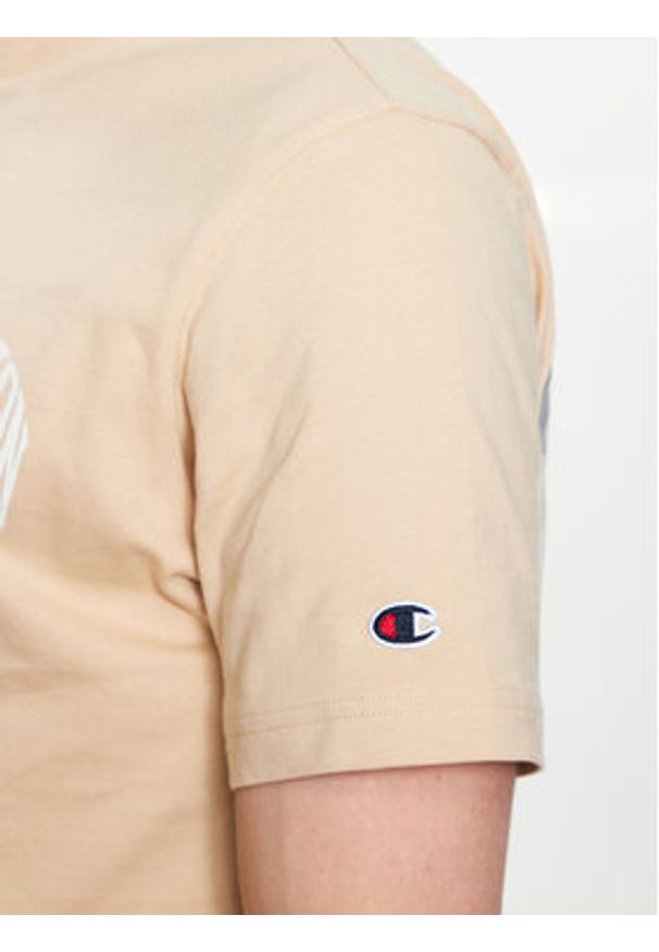 Champion T-Shirt 218521 Beżowy Regular Fit. Kolor: beżowy. Materiał: bawełna