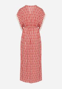 Born2be - Czerwona Bawełniana Sukienka Rozkloszowana z Koronkowymi Wstawkami Laniwena. Kolor: czerwony. Materiał: bawełna, koronka. Sezon: lato #2