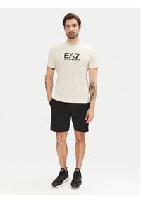 EA7 Emporio Armani T-Shirt 7M000224 AF10375 M1013 Beżowy Regular Fit. Kolor: beżowy. Materiał: bawełna