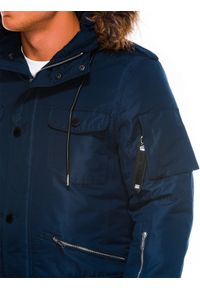Ombre Clothing - Kurtka męska zimowa parka - granatowa C410 - M. Kolor: niebieski. Materiał: poliester. Sezon: zima #2