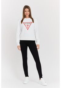Guess - GUESS Biała damska bluza z dużym logo Original Fleece, Rozmiar L. Kolor: biały. Materiał: poliester, bawełna, materiał #4