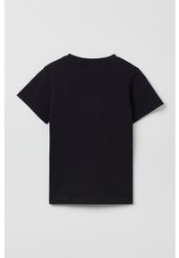 OVS t-shirt bawełniany dziecięcy kolor czarny z nadrukiem. Okazja: na co dzień. Kolor: czarny. Materiał: bawełna. Wzór: nadruk. Styl: casual #2