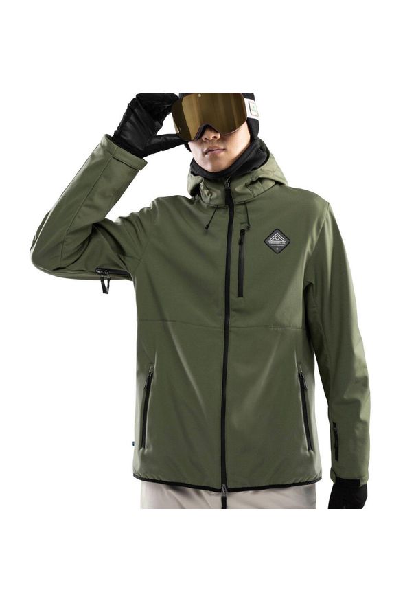 SIROKO - Męska kurtka snowboardowa Sporty zimowe Siroko W2 Army. Kolor: zielony. Materiał: softshell, materiał. Sezon: zima. Sport: snowboard