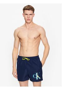Calvin Klein Swimwear Szorty kąpielowe KM0KM00800 Granatowy Regular Fit. Kolor: niebieski. Materiał: syntetyk