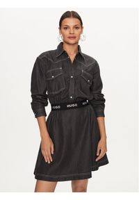 Hugo Sukienka jeansowa Karinne-1 50496059 Czarny Regular Fit. Kolor: czarny. Materiał: jeans, bawełna, lyocell
