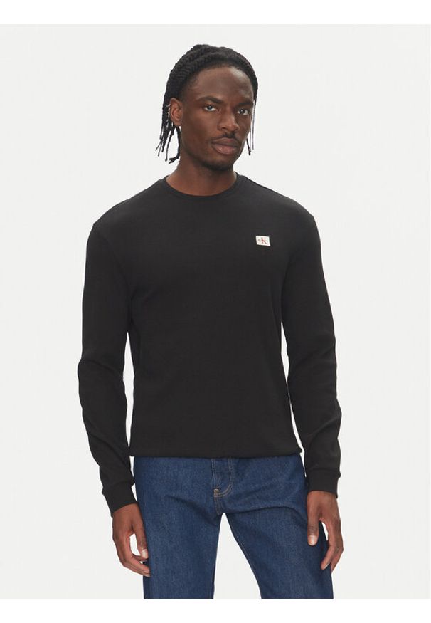 Calvin Klein Jeans Sweter LV040EM217 Czarny Regular Fit. Kolor: czarny. Materiał: bawełna, syntetyk