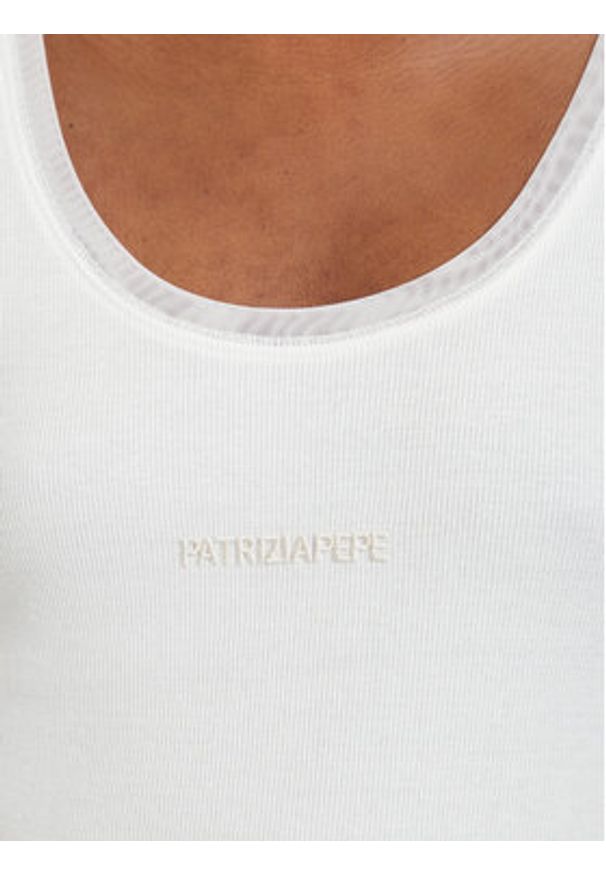 Patrizia Pepe Top 2M4523/J407-W146 Biały Slim Fit. Kolor: biały. Materiał: bawełna