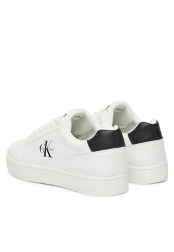 Calvin Klein Jeans Sneakersy Classic Cupsole Mono Lth YM0YM01369 Biały. Kolor: biały. Materiał: skóra