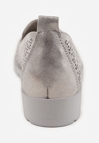 Born2be - Szare Półbuty na Koturnie ze Skórzaną Wkładką i Ażurową Cholewką Arivos. Okazja: na co dzień. Kolor: szary. Materiał: skóra. Szerokość cholewki: normalna. Wzór: ażurowy. Obcas: na koturnie. Styl: casual, elegancki #2