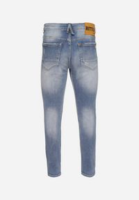 Born2be - Niebieskie Jeansy Skinny z Przeszyciami z Kieszeniami i Suwakiem Skili. Kolor: niebieski. Wzór: aplikacja #7