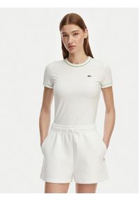 Lacoste T-Shirt TF5289 Biały Slim Fit. Kolor: biały. Materiał: bawełna #1