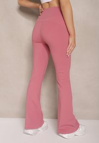 Renee - Ciemnoróżowe Legginsy Dzwony High Waist Korivienne. Okazja: na co dzień. Stan: podwyższony. Kolor: różowy. Styl: elegancki, casual #4