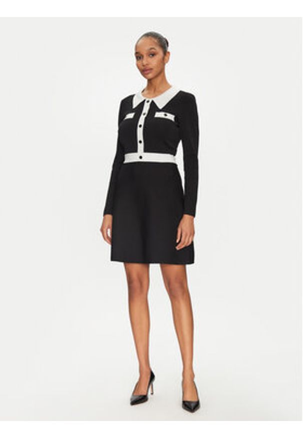 Morgan Sukienka dzianinowa 251-RMAVA Czarny Slim Fit. Kolor: czarny. Materiał: syntetyk, wiskoza