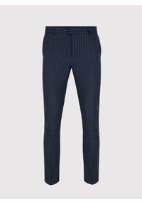 Pako Lorente - PAKO LORENTE – Spodnie garniturowe w kolorze granatowym w prążek. Kolor: niebieski. Wzór: prążki. Styl: elegancki