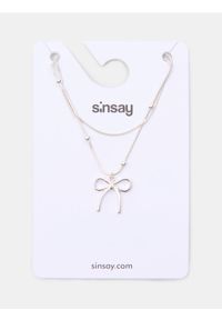 Sinsay - Naszyjniki z kokardką i koralikami 2 pack - srebrny. Materiał: srebrne. Kolor: srebrny #1