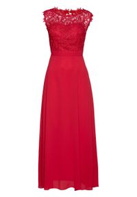 Długa sukienka wieczorowa z koronką bonprix czerwony. Kolor: czerwony. Materiał: koronka. Wzór: koronka. Styl: wizytowy. Długość: maxi #1