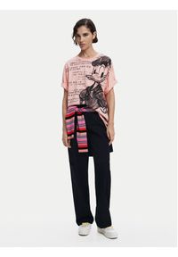 Desigual T-Shirt Donald 25SWTKAH Różowy Loose Fit. Kolor: różowy. Materiał: bawełna #4
