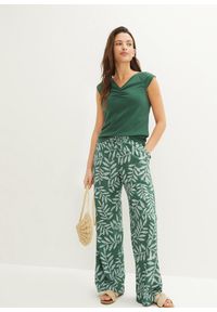 bonprix - Top shirtowy z dekoltem w serek. Typ kołnierza: dekolt w serek. Kolor: zielony #2