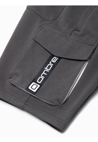 Ombre Clothing - Spodenki męskie z kieszeniami cargo - ciemnoszare V2. Kolor: szary. Materiał: dresówka, materiał, poliester, bawełna. Długość: krótkie #6