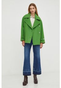 Beatrice B płaszcz wełniany kolor zielony przejściowy oversize. Kolor: zielony. Materiał: wełna. Styl: klasyczny #4