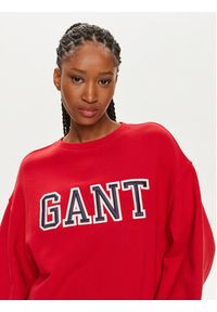 GANT - Gant Bluza Logo 4200840 Czerwony Relaxed Fit. Kolor: czerwony. Materiał: bawełna