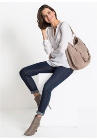 bonprix - Torba z zamszowej skóry z ozdobnym dodatkowym paskiem. Kolor: beżowy. Materiał: zamszowe, skórzane. Styl: casual #1